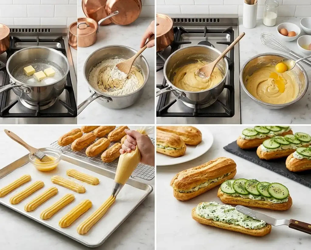 Éclair Salé Saumon Fumé Concombre 4 Comment preparer Éclair salé saumon fumé concombre