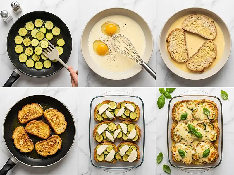Comment preparer Pain perdu salé courgette mozzarella