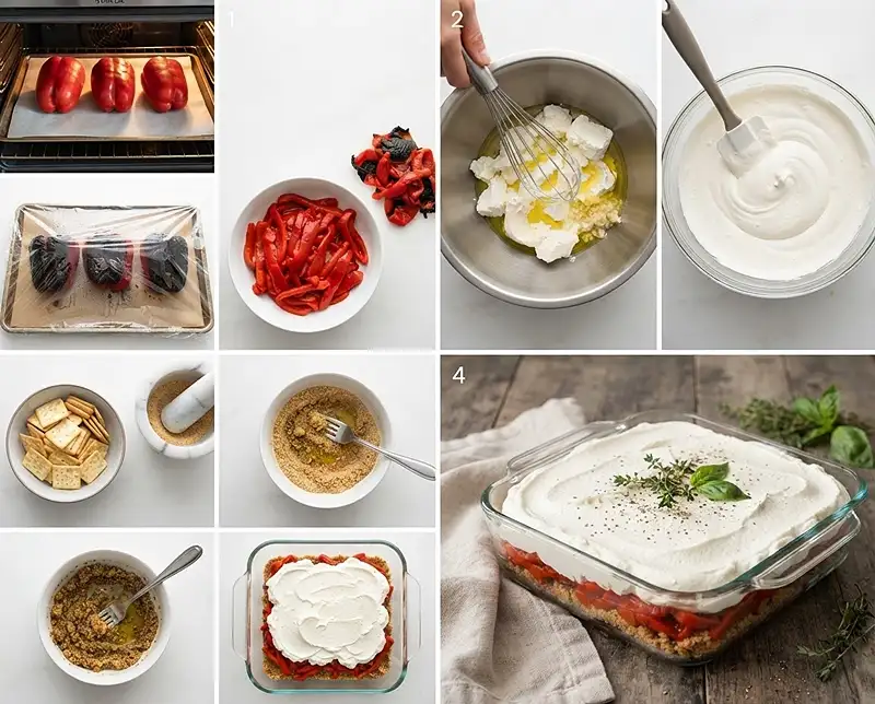 Tiramisu salé poivron grillé chèvre frais 4 Comment preparer Tiramisu salé poivron grillé chèvre frais