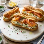 Éclair salé saumon fumé concombre