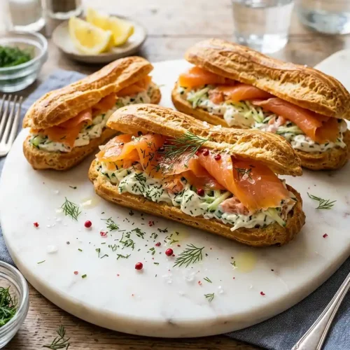 Éclair Salé Saumon Fumé Concombre 2 Éclair salé saumon fumé concombre