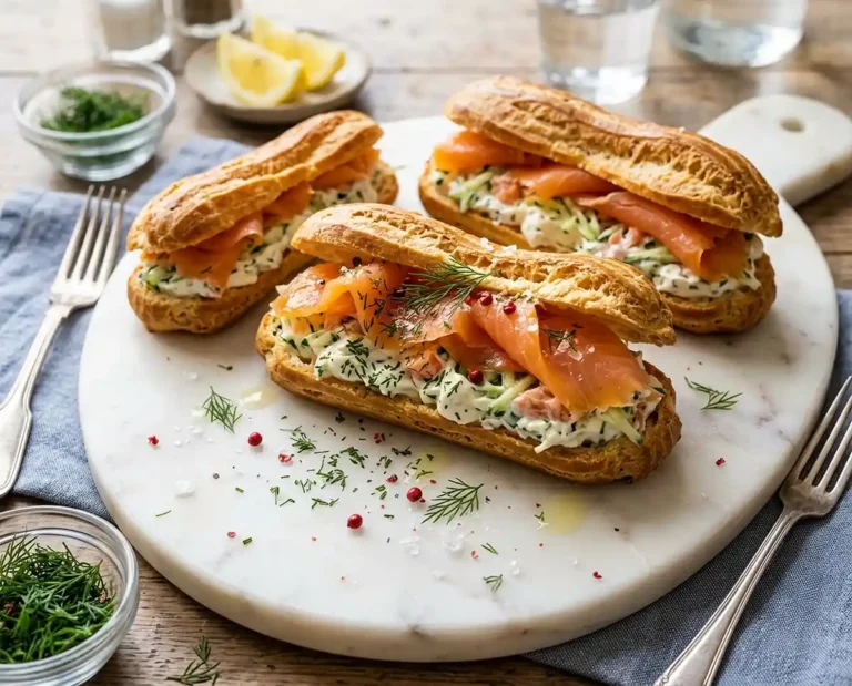 Éclair salé saumon fumé concombre