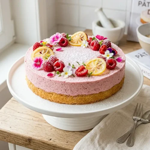 Gâteau nuage citron framboise