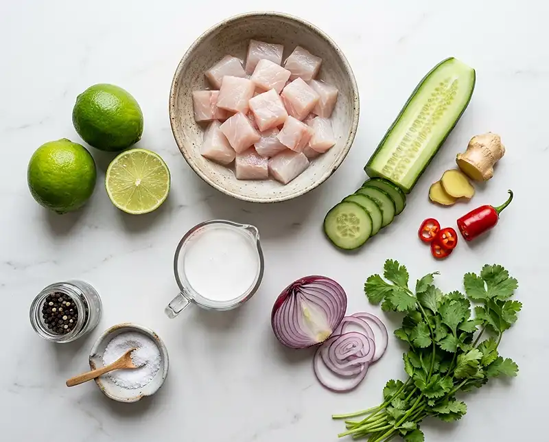 Ceviche de Bar Concombre Citron Vert 3 Les ingrédients pour Ceviche de bar concombre citron vert