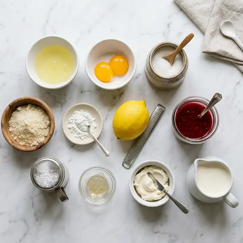 Les ingrédients pour Gâteau nuage citron framboise