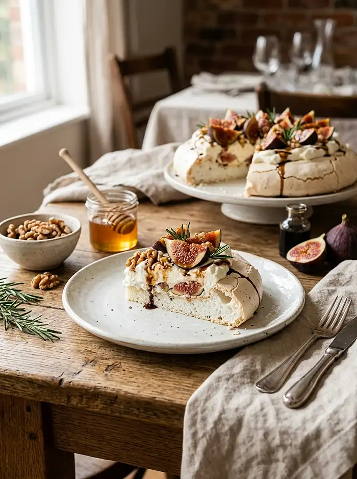 Pavlova Salée Figues Chèvre et Miel 5 Recette Pavlova salée figues chèvre et miel