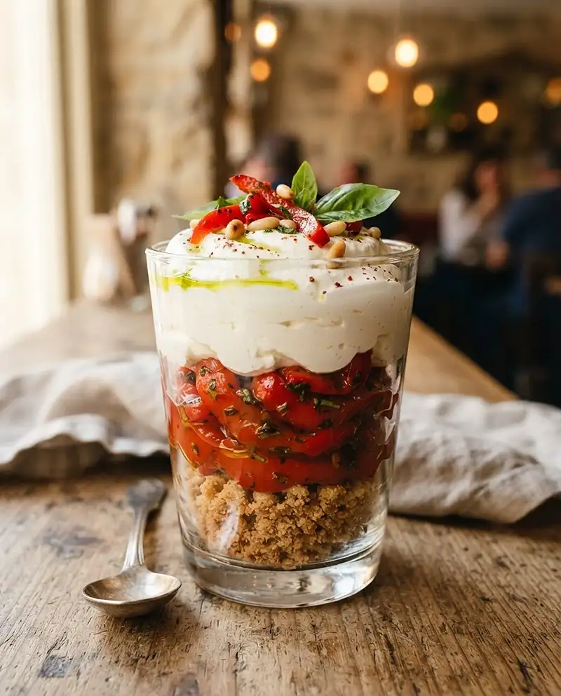 Tiramisu salé poivron grillé chèvre frais 5 Recette Tiramisu salé poivron grillé chèvre frais