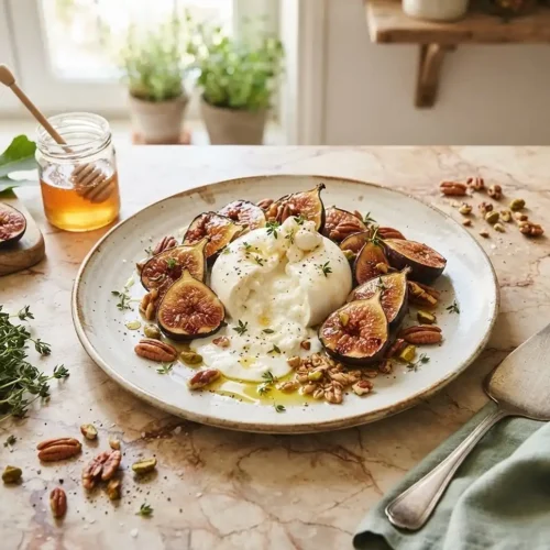 Burrata Figues Rôties Miel Thym 2 Burrata figues rôties miel thym