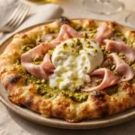 Cheese naan burrata mortadelle pistache