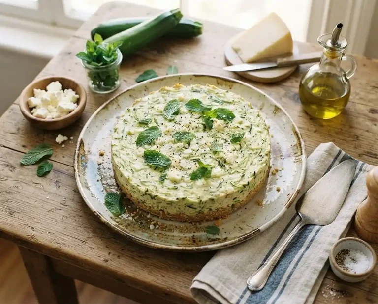 Cheesecake salé courgette feta menthe