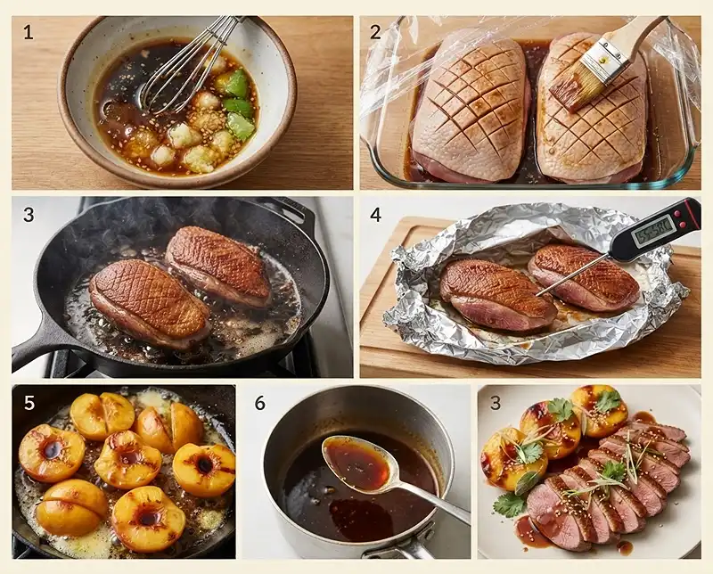 Tataki de Canard Pêches Rôties Soja Miel 4 Comment preparer Tataki de canard pêches rôties soja miel