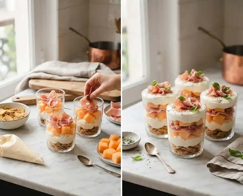 Tiramisu Salé Melon Jambon Cru 4 Comment preparer Tiramisu salé melon jambon cru