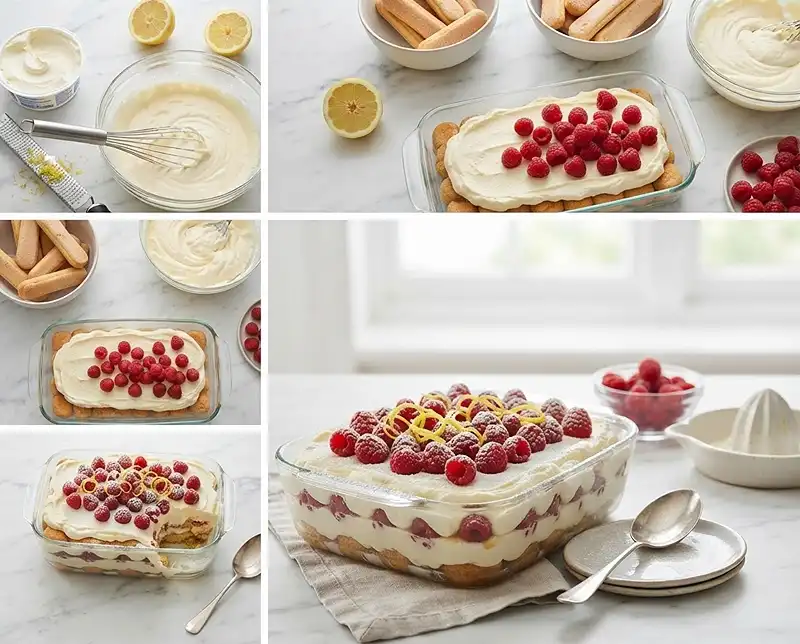 Comment preparer le Dessert frais mascarpone citron framboise