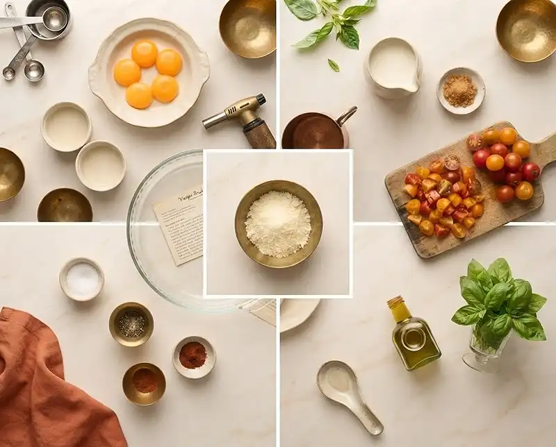 Crème Brûlée Salée Parmesan Tomates Cerises 3 Les ingrédients pour Crème brûlée salée parmesan tomates cerises