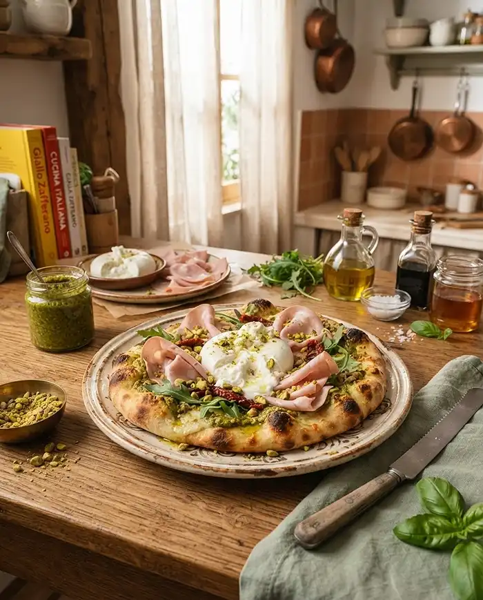 Cheese Naan Burrata Mortadelle Pistache 5 Recette Cheese naan burrata mortadelle pistache
