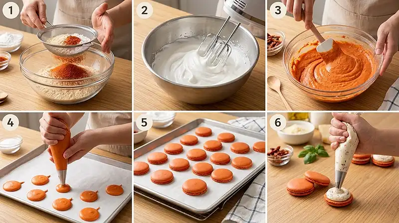 Comment preparer Macaron salé tomate basilic parmesan