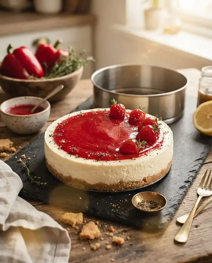Cheesecake Salé Poivron Rouge Chèvre Frais 5 Recette Cheesecake salé poivron rouge chèvre frais