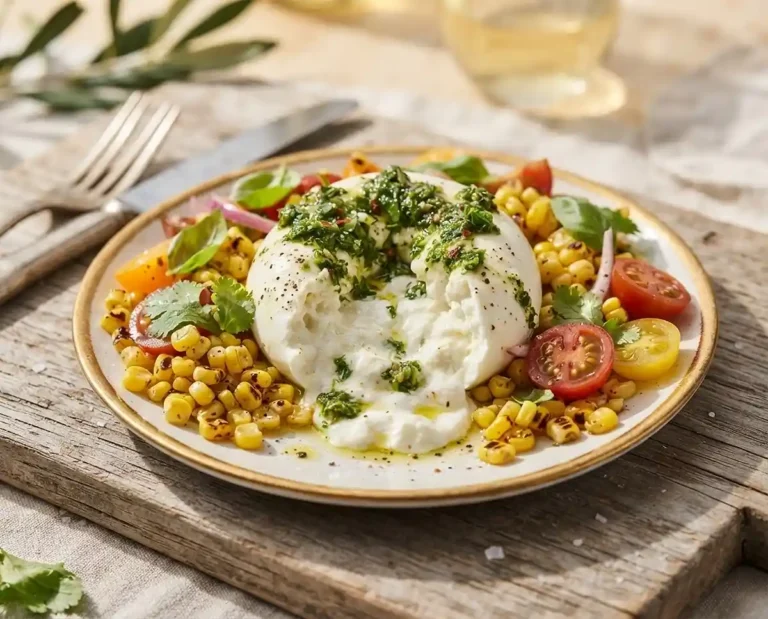 Burrata maïs grillé chimichurri