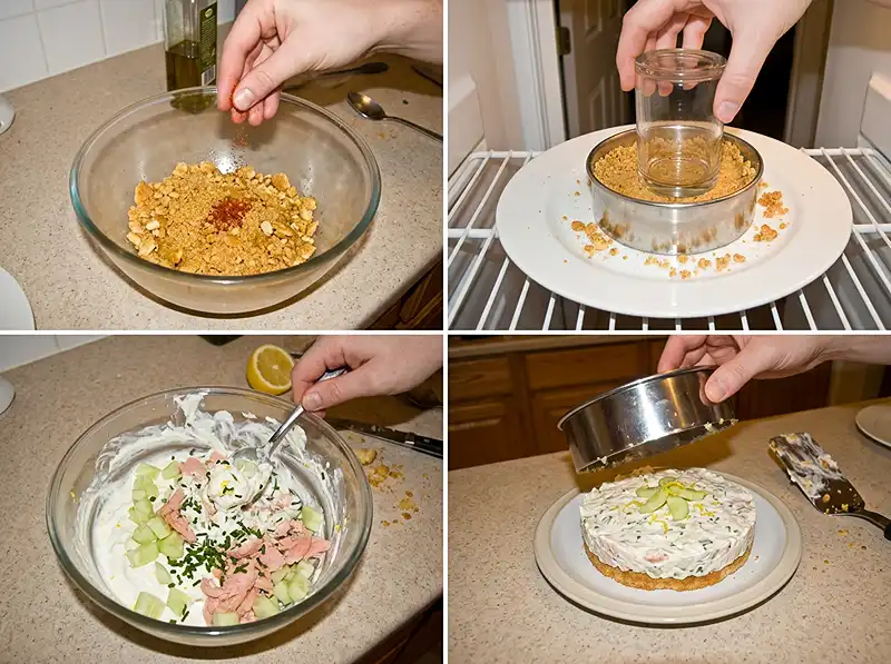 Comment preparer Cheesecake salé concombre truite fumée
