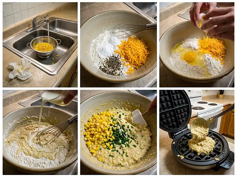 Comment preparer Gaufre salée maïs cheddar ciboulette
