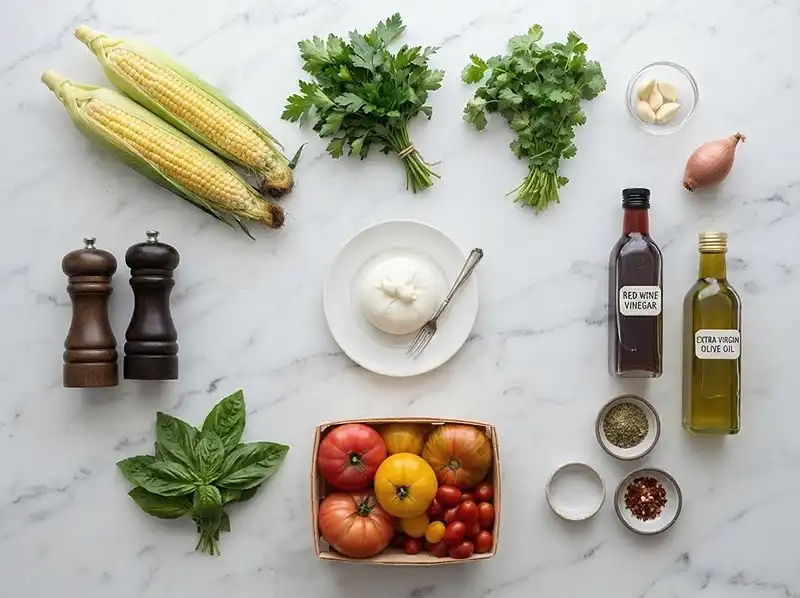 Les ingrédients pour Burrata maïs grillé chimichurri