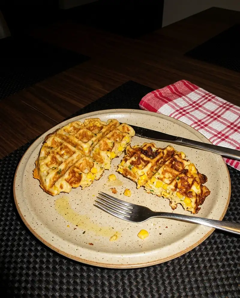 Recette Gaufre salée maïs cheddar ciboulette